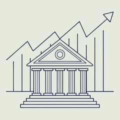 Poster - financial institution and rising graph representing growth and positive trends