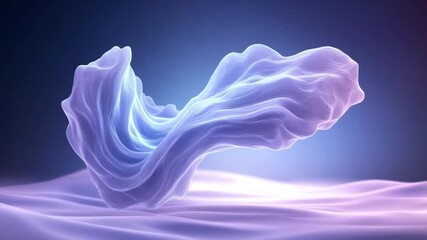Aufkleber - Abstract Fabric in Motion: An ethereal, flowing fabric sculpture levitates gracefully, its form highlighted by subtle shadows and gradients.