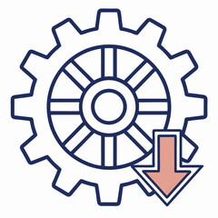 Poster - Gear with downward arrow represents process automation and efficiency concept