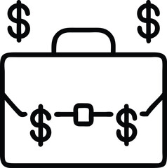 Poster - Line art icon of a portfolio briefcase and dollar sign with transparency