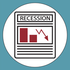 Poster - recession concept illustrated with declining economic data and financial crisis