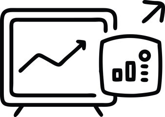 Poster - Secure financial illustration black silhouette design of a safe with chart data inside