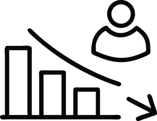 Poster - Simple black silhouette icon of worker layoff with falling concept