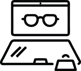 Poster - Simple black silhouette icon featuring open laptop glasses and casual style