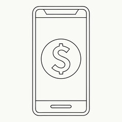 Poster - Smartphone screen displaying a dollar sign illustrating online financial transactions