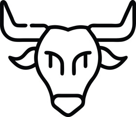 Poster - Thin line vector illustration of a bull head symbol with chart for business