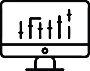 Poster - Vector line icon of a financial stock market monitor screen representing data