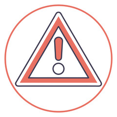 Poster - Warning sign icon in a circular frame depicting alert symbol and attention required