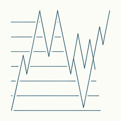 Poster - abstract line chart illustrating growth and volatility with horizontal markers