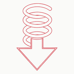 Poster - Abstract red spring and downward arrow on white background design