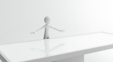 Aufkleber - Minimalist White Figure Presenting on Sleek Tabletop