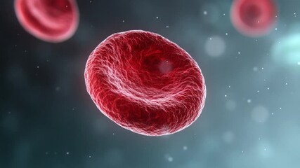 Poster - Microscopic Marvel: A detailed, photorealistic rendering of a red blood cell showcases its intricate structure against a soft, out-of-focus background.