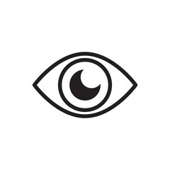 Poster - Moon pupil eye. Abstract vision icon. Black rounded shape. Vector mystical symbol.