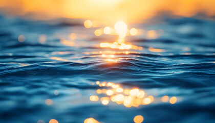 Poster - the smooth natural blue water background with bokeh abstract on the sea or ocean vintage and soft colored blur