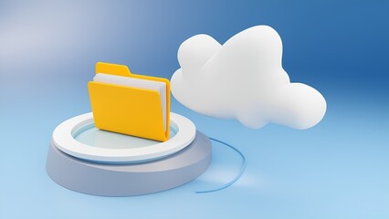 Poster - Cloud storage solutions office digital file management virtual space aerial perspective enhance data accessibility