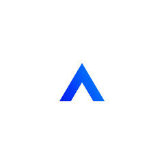 Fototapete - A blue gradient triangle pointing upwards isolated against a plain white background in simple illustration
