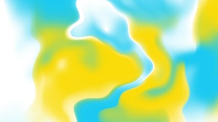 Poster - Abstract animated background featuring organic fluid shapes in vibrant blue, yellow, and white. Ideal for modern presentation, creative digital design, motion graphic, or dynamic visual content