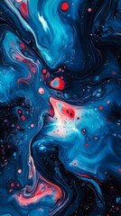 Aufkleber - Digital technology blue red liquid paint pattern texture illustration poster background