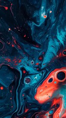 Aufkleber - Digital technology blue red liquid paint pattern texture illustration poster background