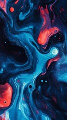 Aufkleber - Digital technology blue red liquid paint pattern texture illustration poster background