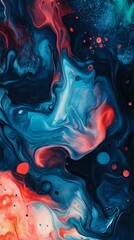 Aufkleber - Digital technology blue red liquid paint pattern texture illustration poster background