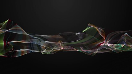 Poster - Fantastic video animation with particle wave object in slow motion and space for text, 4096x2304 loop 4K