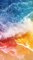 Fototapete - digital technology watercolor blue and orange beach abstract illustration poster background