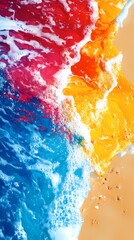 Fototapete - digital technology watercolor blue and orange beach abstract illustration poster background