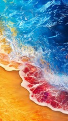 Fototapete - digital technology watercolor blue and orange beach abstract illustration poster background