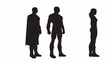 © Kleber - Three superhero silhouettes standing side by side against a white background in a simple graphic
