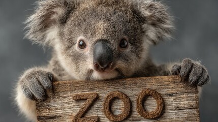adorable koala holding a wooden sign that says 