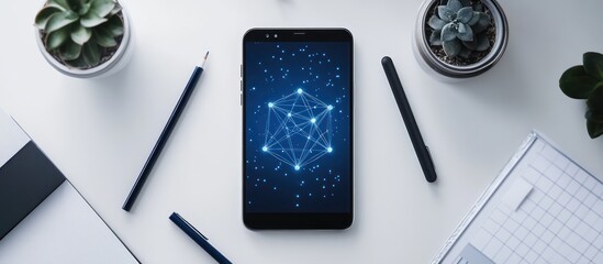 Digital network graphic on a mobile device