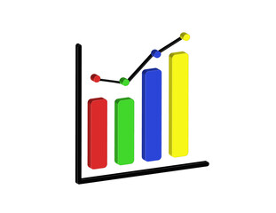 Poster - Simple 3D illustration of a bar and dot chart icon