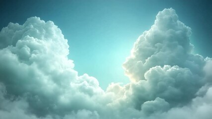 Poster - Skyward Dreamscape: Sunlit clouds drift serenely, creating a calming atmosphere in a boundless canvas of azure and celestial harmony.