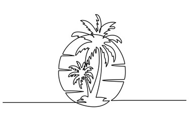 Poster - one line palm tree illustration drawing. abstract minimal line art design