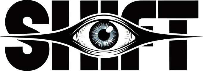 Poster - Shift eye illustration vector graphic design concept modern creative typography visual identity logo 100 editable stock vector illustration