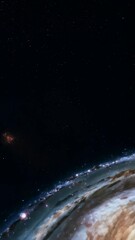 Wall Mural - Animated spiral galaxy rotating with vibrant starlight and a dark starfield background, rendered for space exploration visuals.