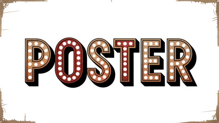 Aufkleber - Vintage poster design with illuminated letters vector illustration template for print and web use editable stock vector illustration