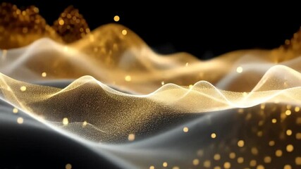 Poster - Glistening Digital Waves of Light with Sparkling Particles in Motion