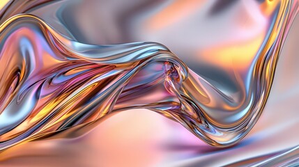Poster - Fluid motion of iridescent material in abstract art digital creation colorful environment close-up view modern concept