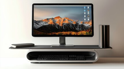 Poster - Home office setup modern technology minimalist design workspace indoor side view productivity focus