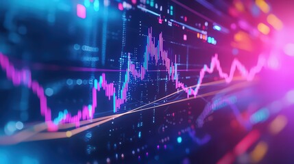 Poster - Analyzing market trends through dynamic graphs digital realm infographic visualization tech-focused close-up perspective