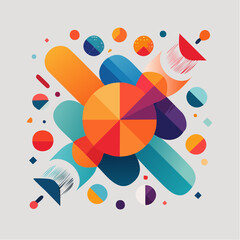 Poster - Colorful abstract geometric composition with overlapping shapes, creating a vibrant and modern design, perfect for various creative projects.