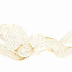 Poster - Elegant abstract golden wave lines on white background, a flowing design element for decorative artwork, creating a sense of movement and sophistication.