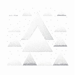 Poster - An abstract geometric illustration featuring a central large triangle surrounded by smaller triangle shapes, all composed of varying dot patterns.