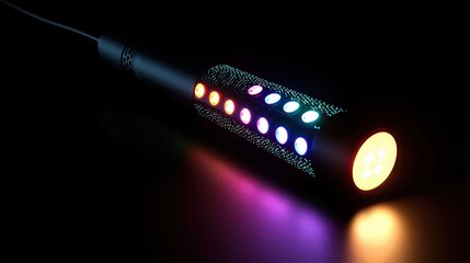 Poster - Colorful led light show dark room technology modern close-up visual experience for home decor inspiration