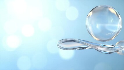 Poster - Liquid Serenity: Delicate water droplets gracefully float against a soft, blue-toned backdrop, offering a sense of purity and the soothing essence of refreshment. 