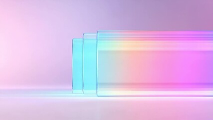 Aufkleber - Abstract Glass Display: An elegant display of translucent glass rectangles catches the light, creating a mesmerizing play of color and form against a gradient background.
