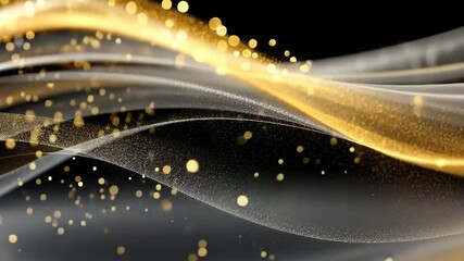 Poster - Elegant Golden Sparks and Glittering Particles Flowing Across Dark Background