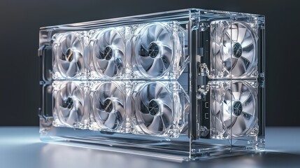 Poster - Innovative cooling technology showcase industrial setting product display modern environment close-up view engineering concept